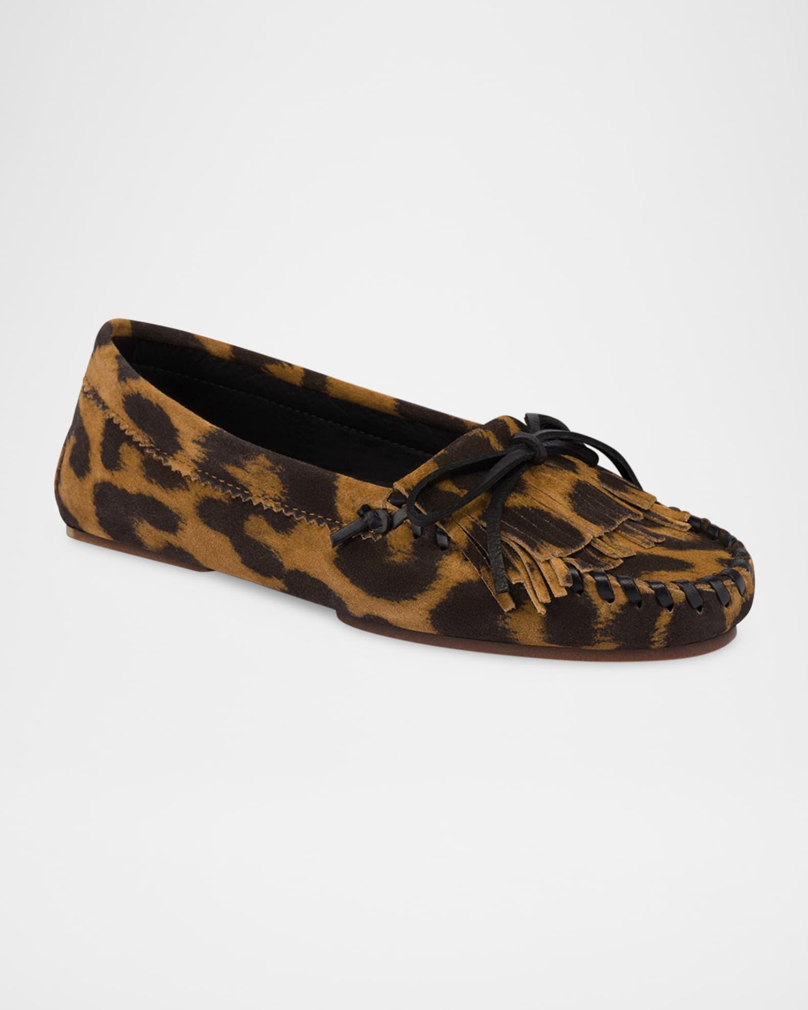 Indiana Leopard Fringe Mocassin Loafers Product Image