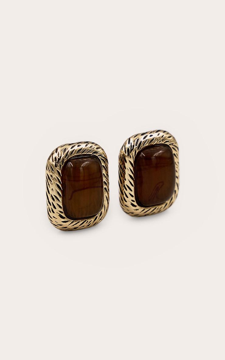 Brown Tigerseye Resin Stud Earrings Product Image