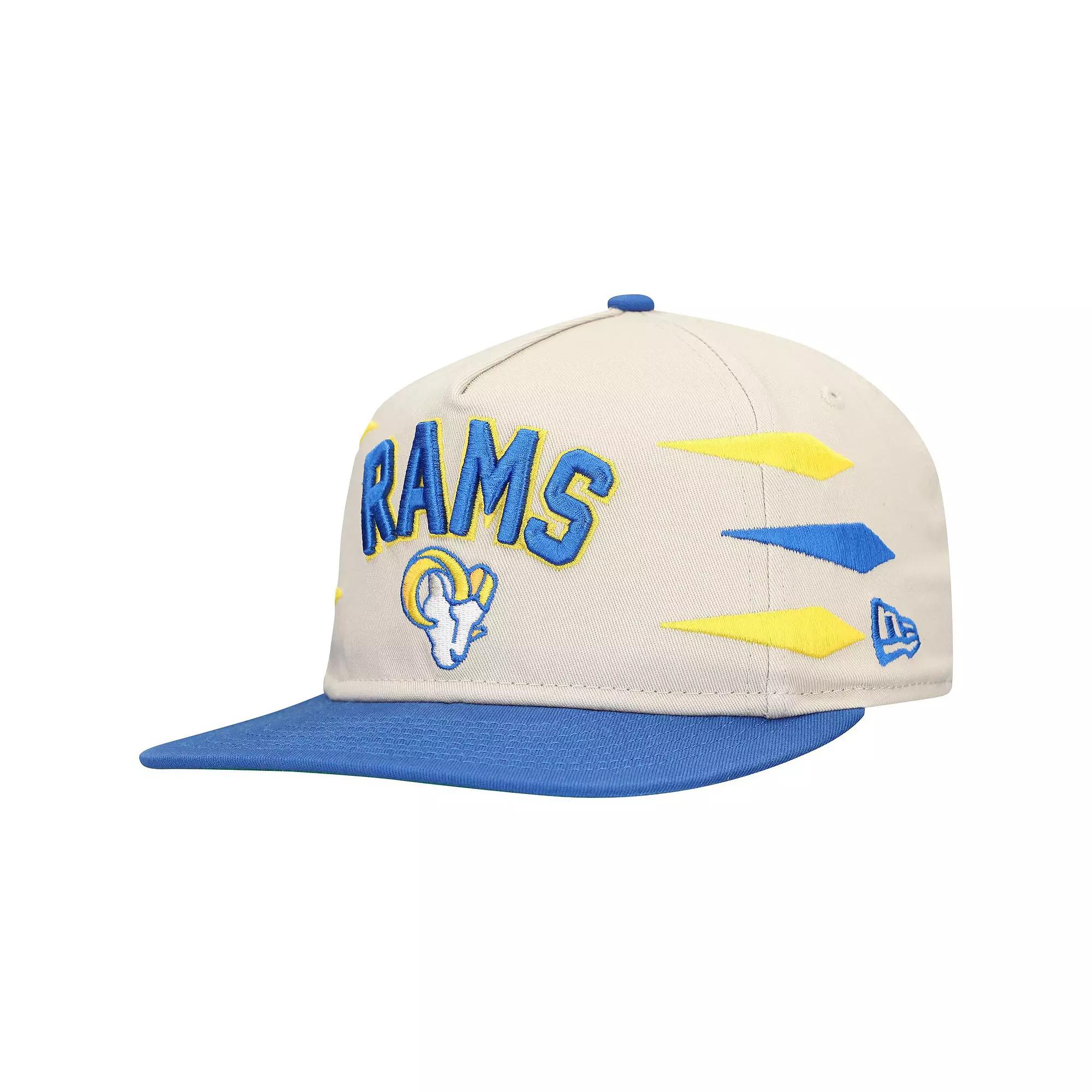 Men's New Era Stone/Royal Los Angeles Rams Athletic Golfer Snapback Hat, Team Product Image