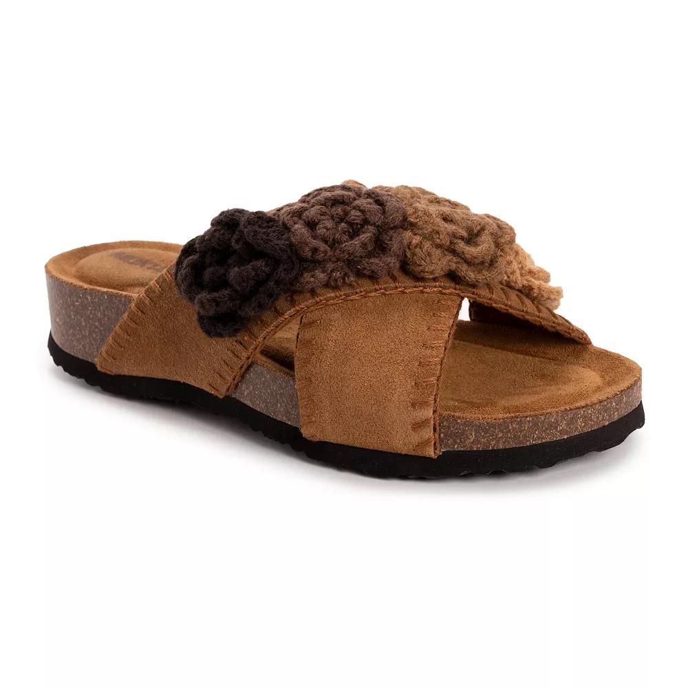 MUK LUKS Penelope Women's Suede Floral Slide Sandals,  Product Image