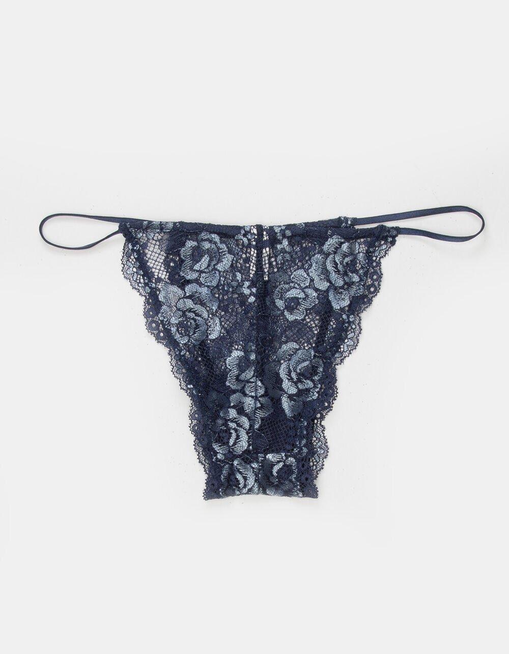 FULL TILT Double Dye Strappy Side Lace Bikini Panties - BLUE COMBO Product Image