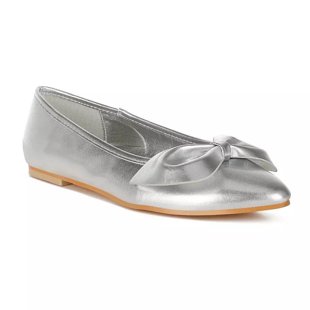 Rag & Co Bromelia Women's Metallic Ballet Flats, Size: 10, Silver Product Image