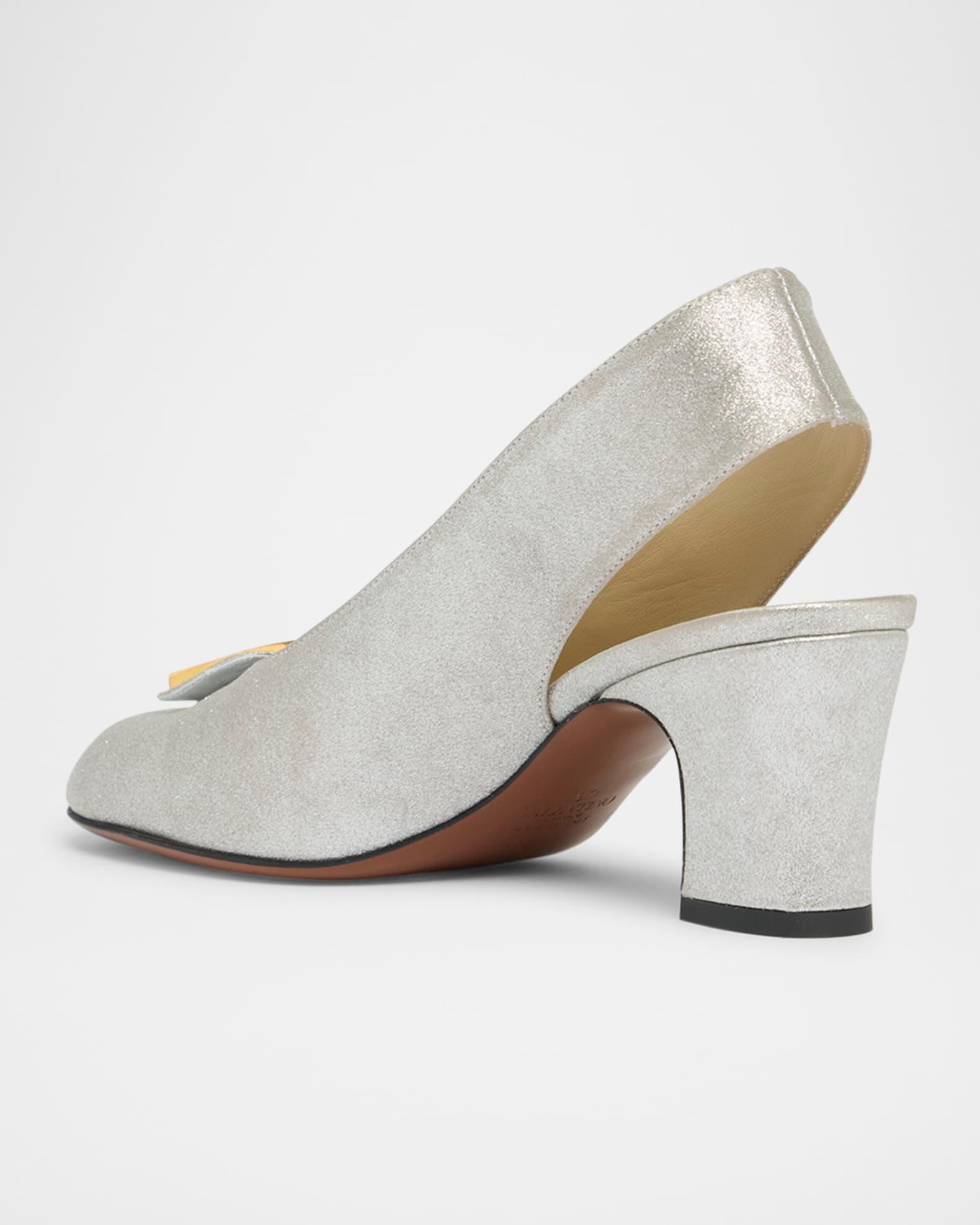 Adamantine Logo Leather Slingback Pumps Product Image