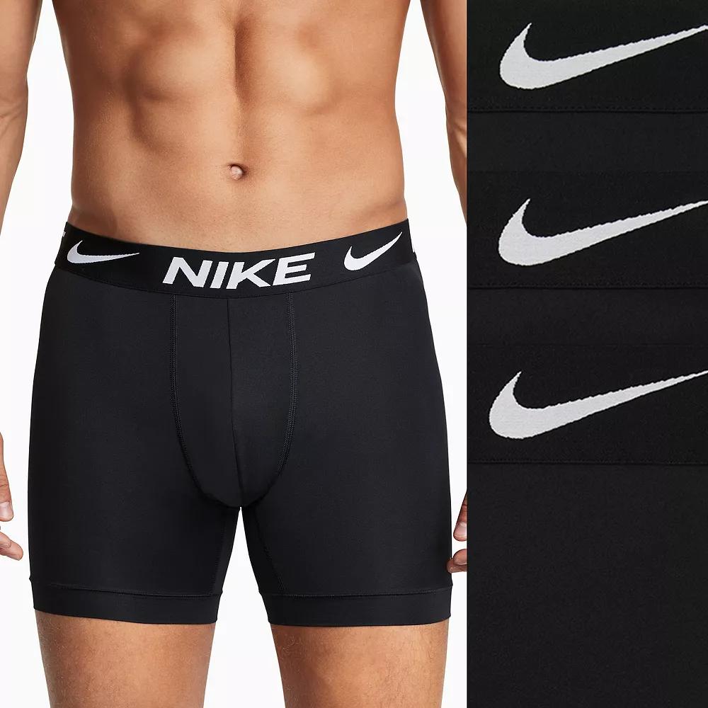 Men's Nike Dri-FIT Essential 3-pack Microfiber Long-Leg Boxer Briefs, Size: Medium, Black Product Image