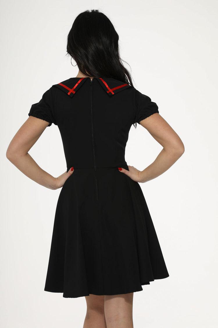 Black & Red Trim Gothic Swing Dress Product Image