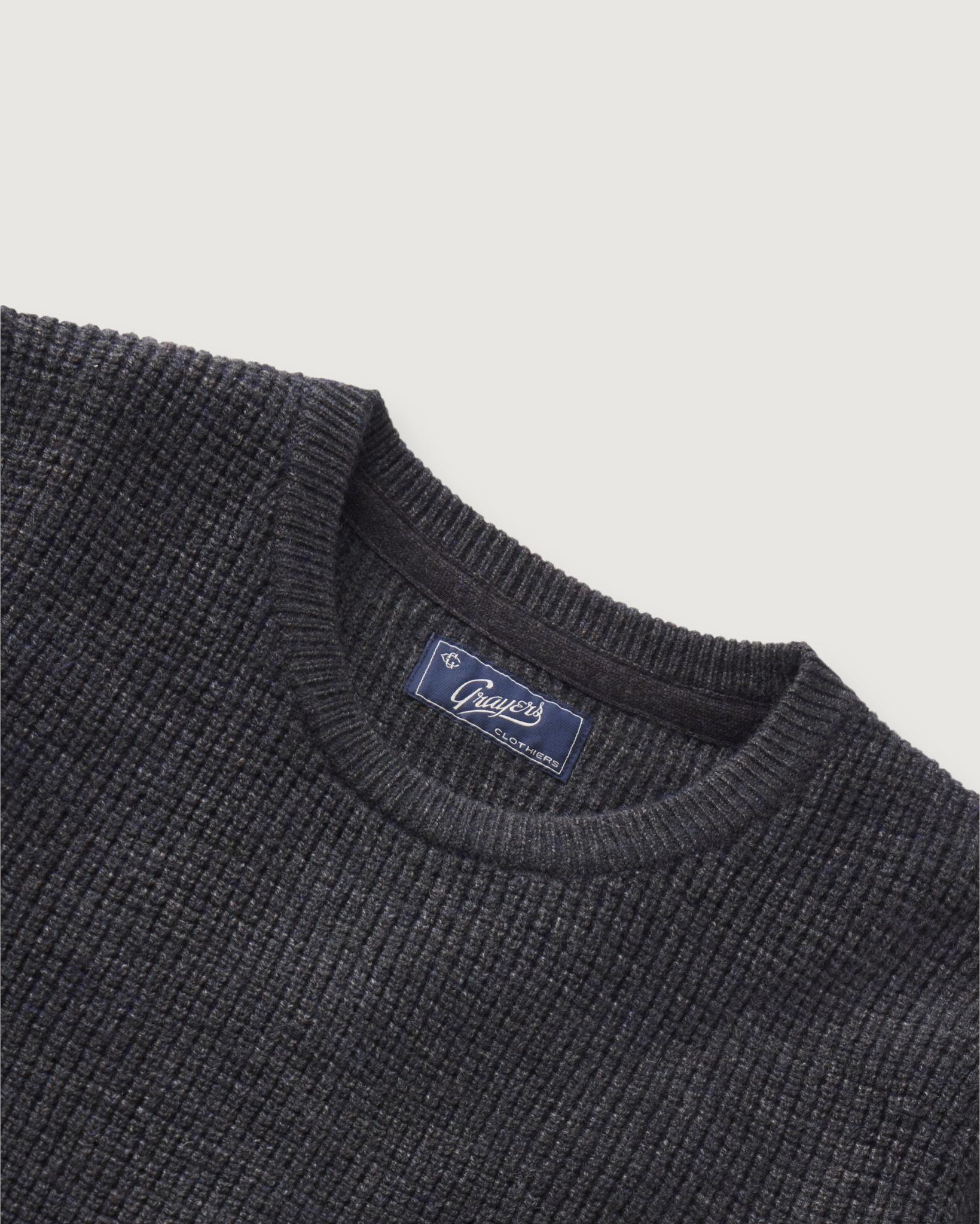 Waffle Stitch Crew Sweater - Charcoal Product Image