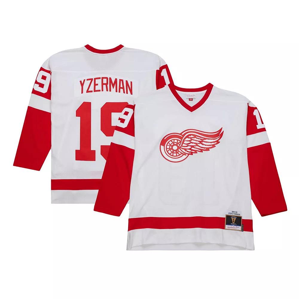 Men's Mitchell & Ness Steve Yzerman White Detroit Red Wings  1983/84 Blue Line Player Jersey, Size: 5XL Product Image