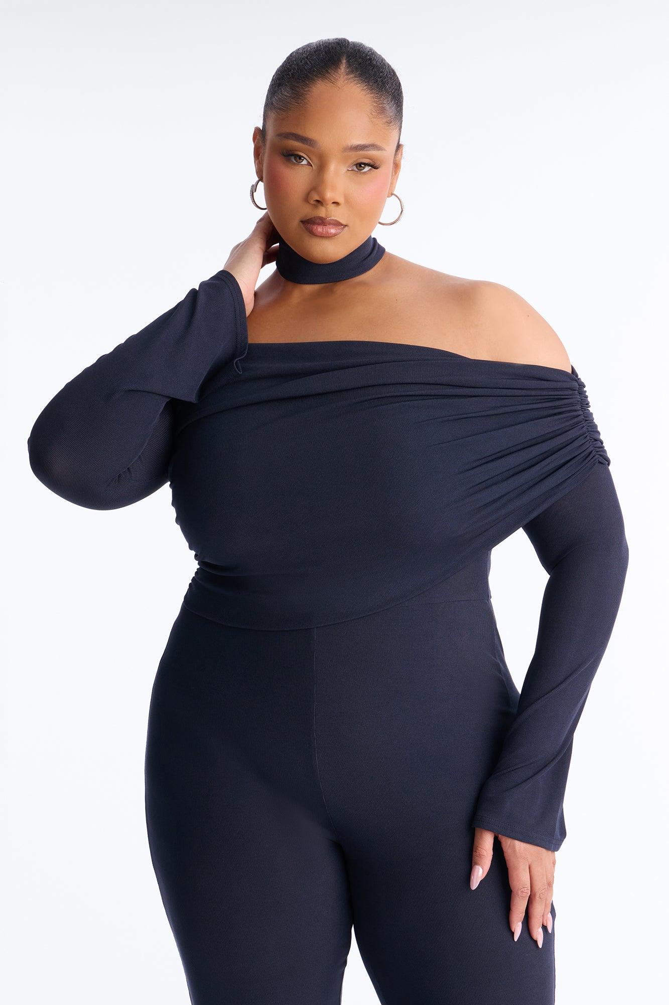 Kendall Choker Flare Leg Jumpsuit - Navy Female Product Image