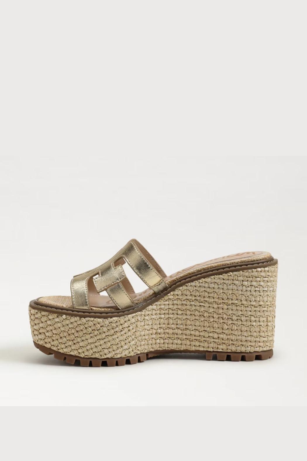 Laine Platform Wedge Sandal- Gold Leather Product Image