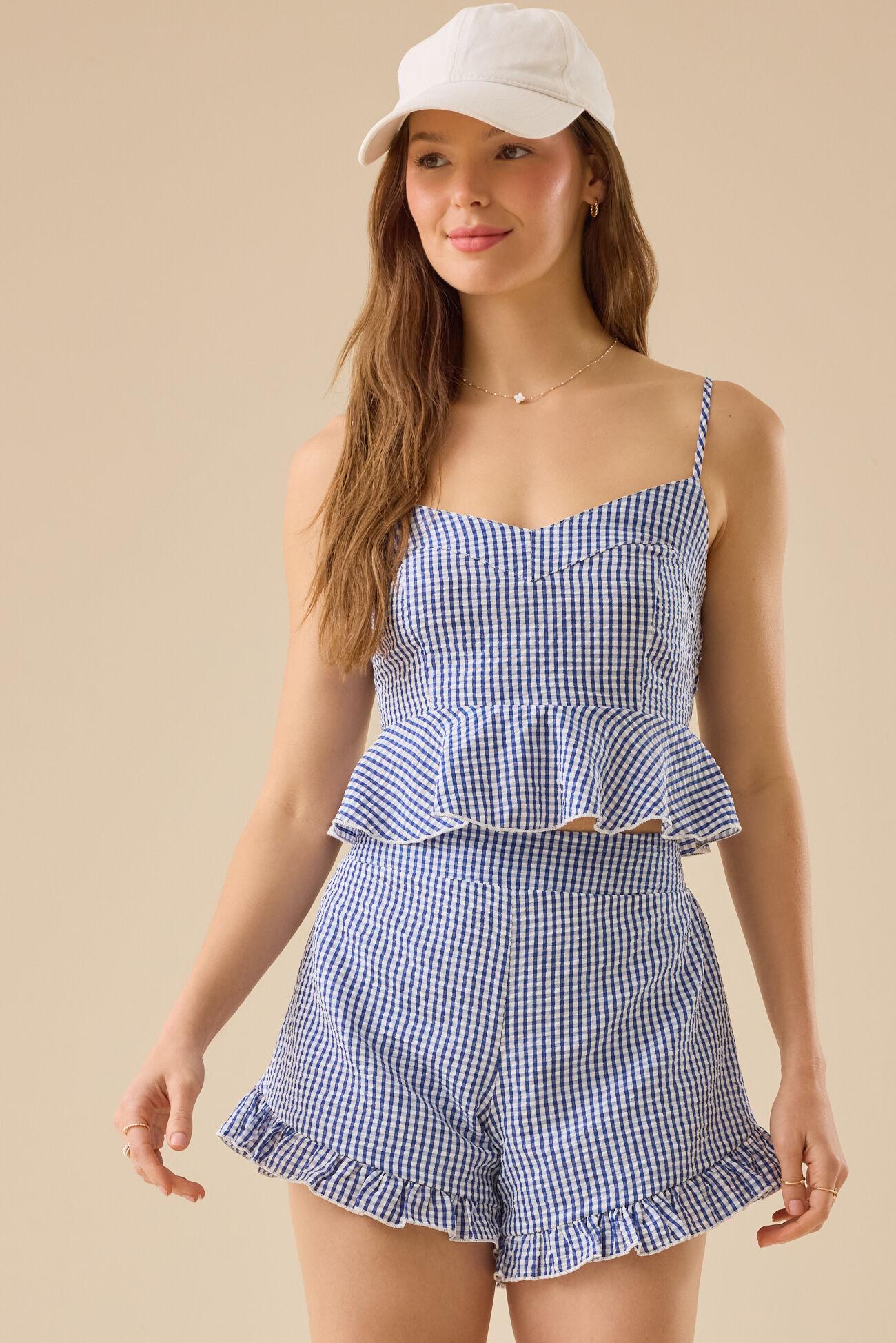 Gabrianna Gingham Crop Tank Product Image