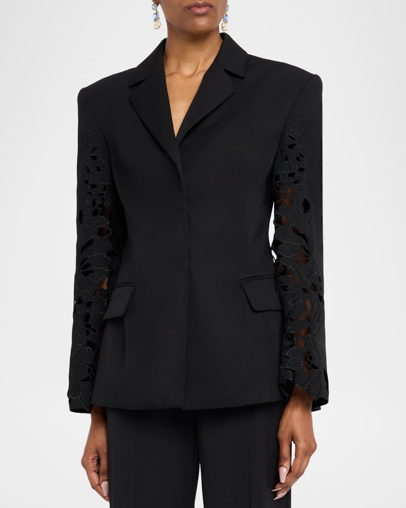 Botanical Guipure Single-Breasted Tailored Jacket Product Image