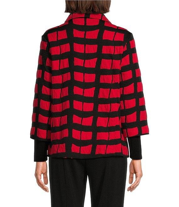 Ali Miles Knit Jacquard Collared Long Sleeve Jacket Product Image