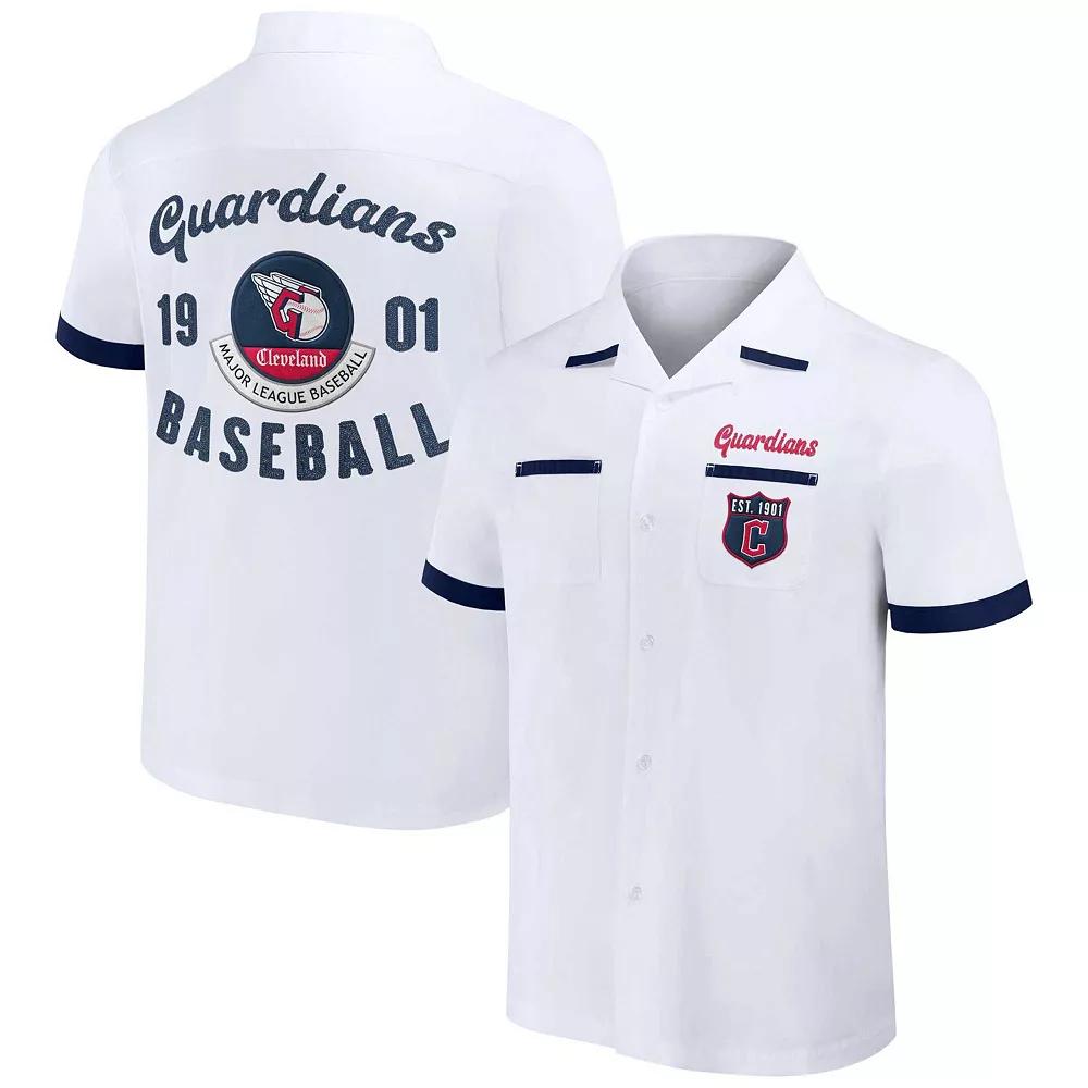 Men's Darius Rucker Collection by Fanatics  White Cleveland Guardians Bowling Button-Up Shirt, Size: Medium, Grd White Product Image