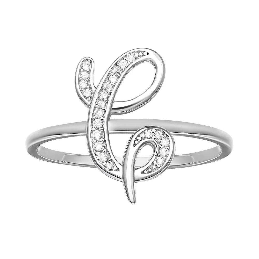 PRIMROSE Sterling Silver Cubic Zirconia Initial Ring, Women's, Size: 8, Sterling Silver X Product Image