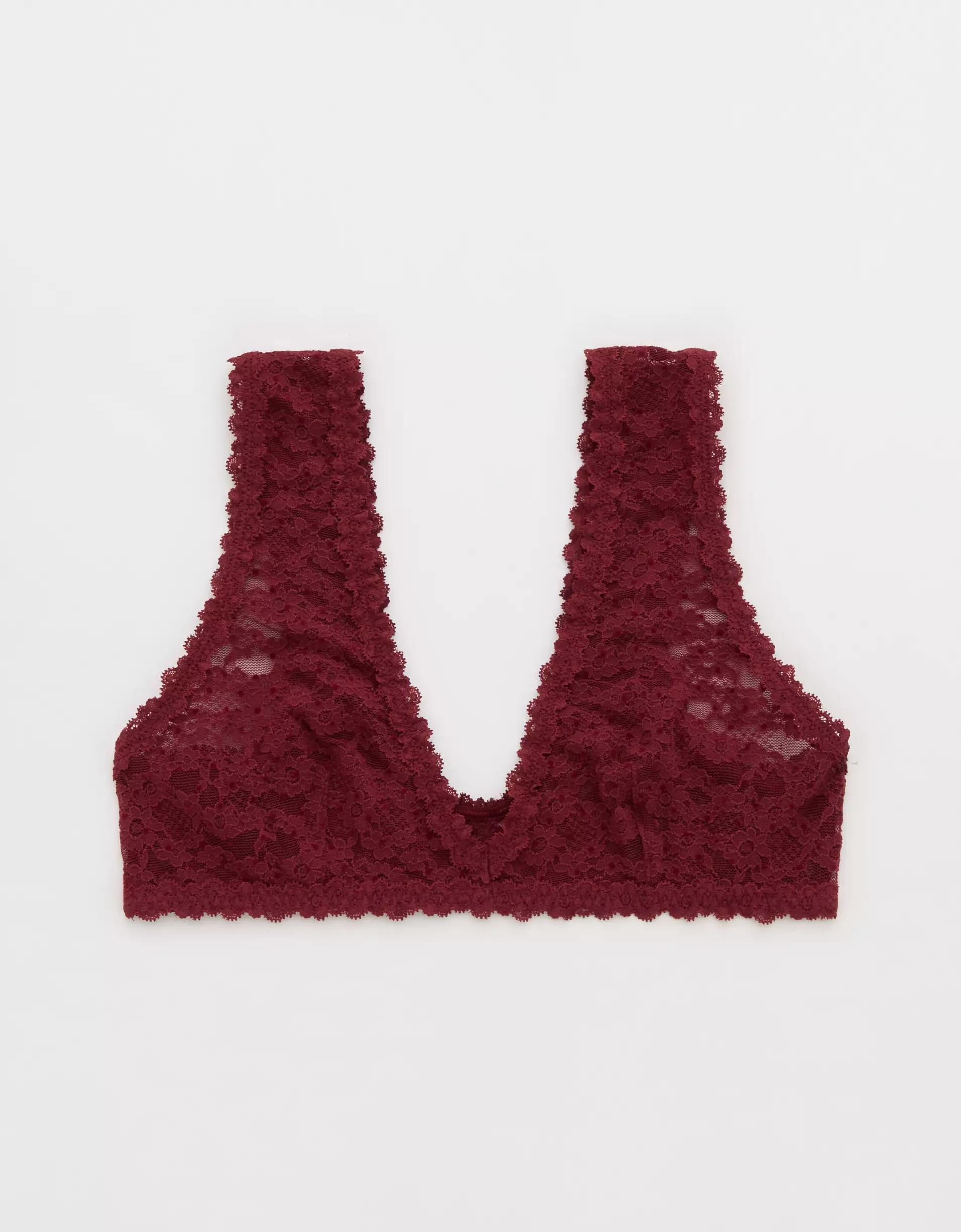 Show Off Flocked Vintage Lace Plunge Bralette Product Image
