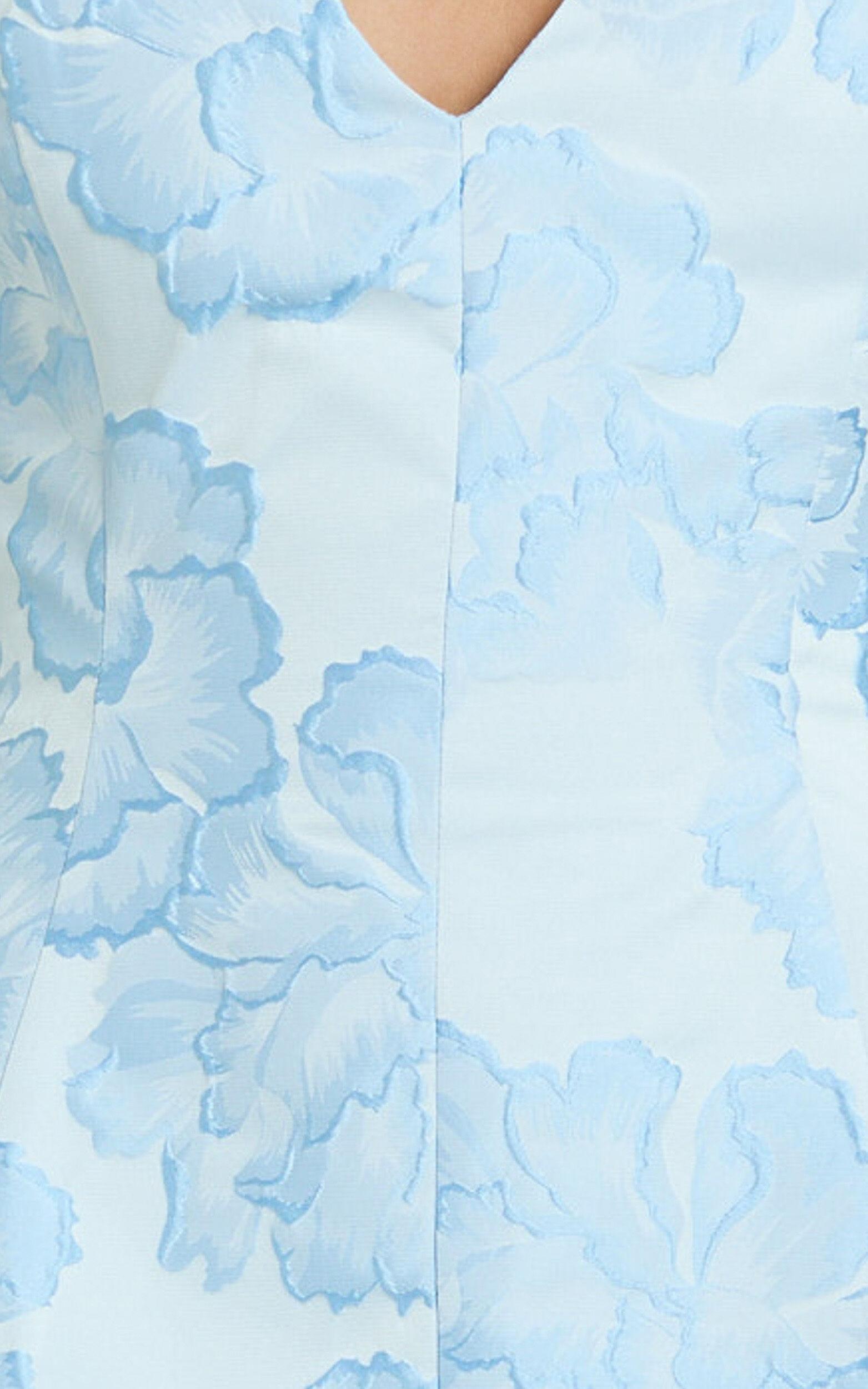 Gianni Mini Dress -  Plunge A Line Low Back Dress in Light Blue Product Image