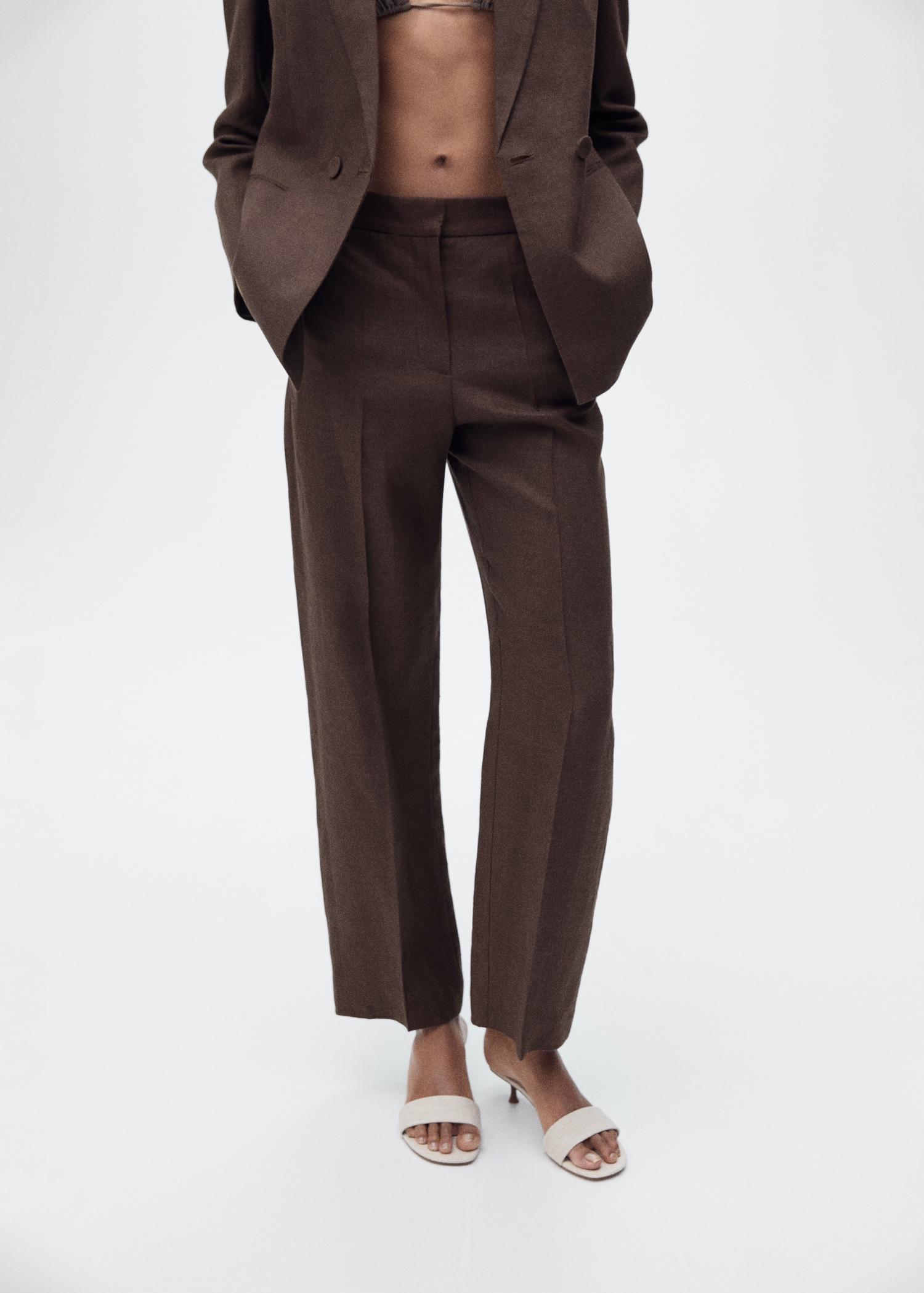 Straight-fit linen suit pants - Women | MANGO USA Product Image