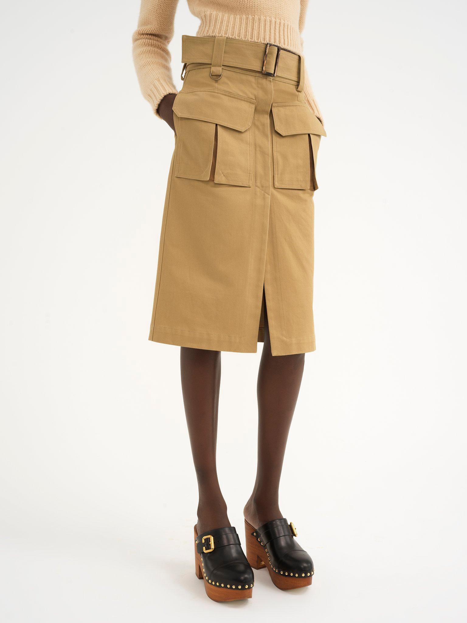Saharienne midi skirt in cotton gabardine Product Image