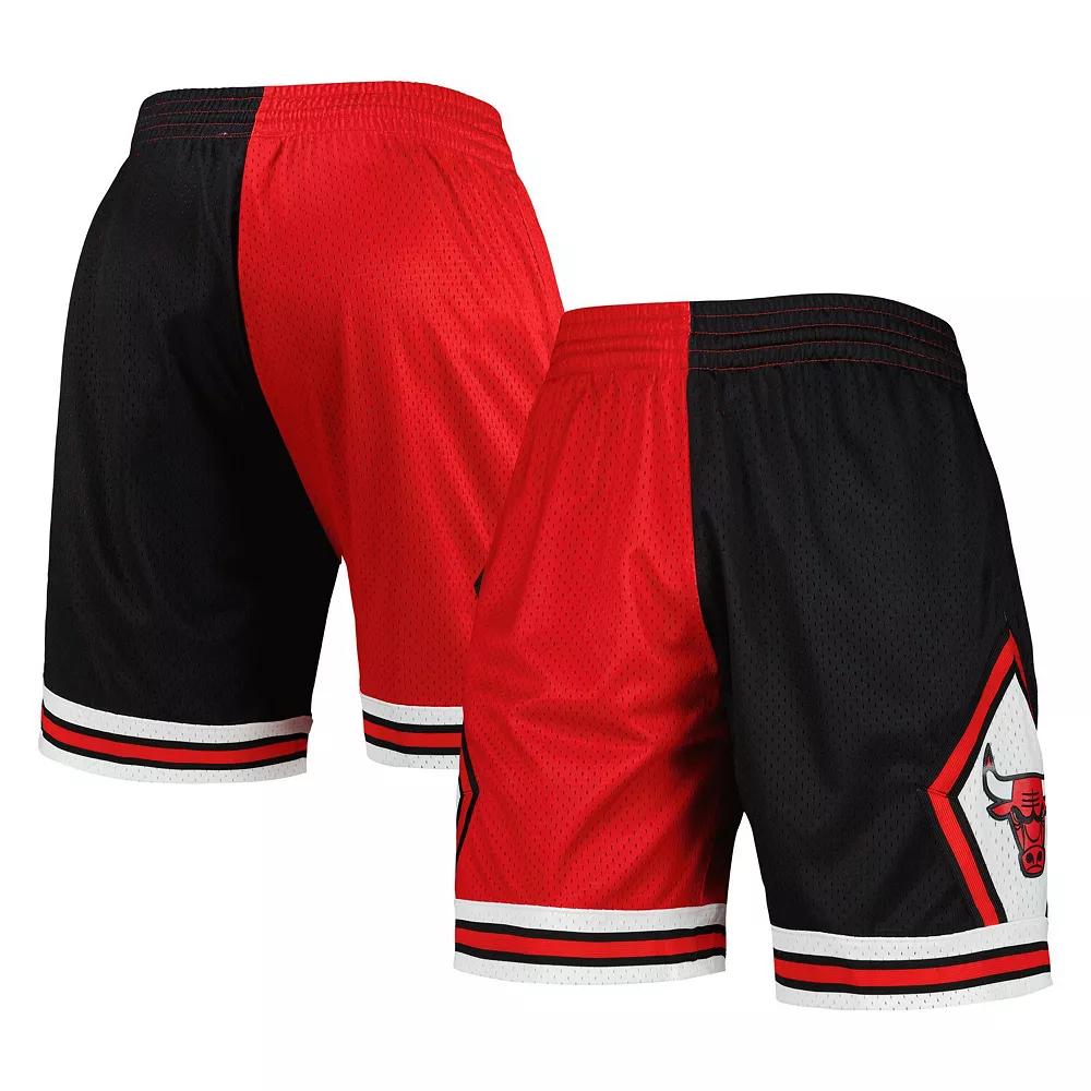 Men's Mitchell & Ness Black/Red Chicago Bulls Hardwood Classics 1997 Split Swingman Shorts, Size: 2XL Product Image