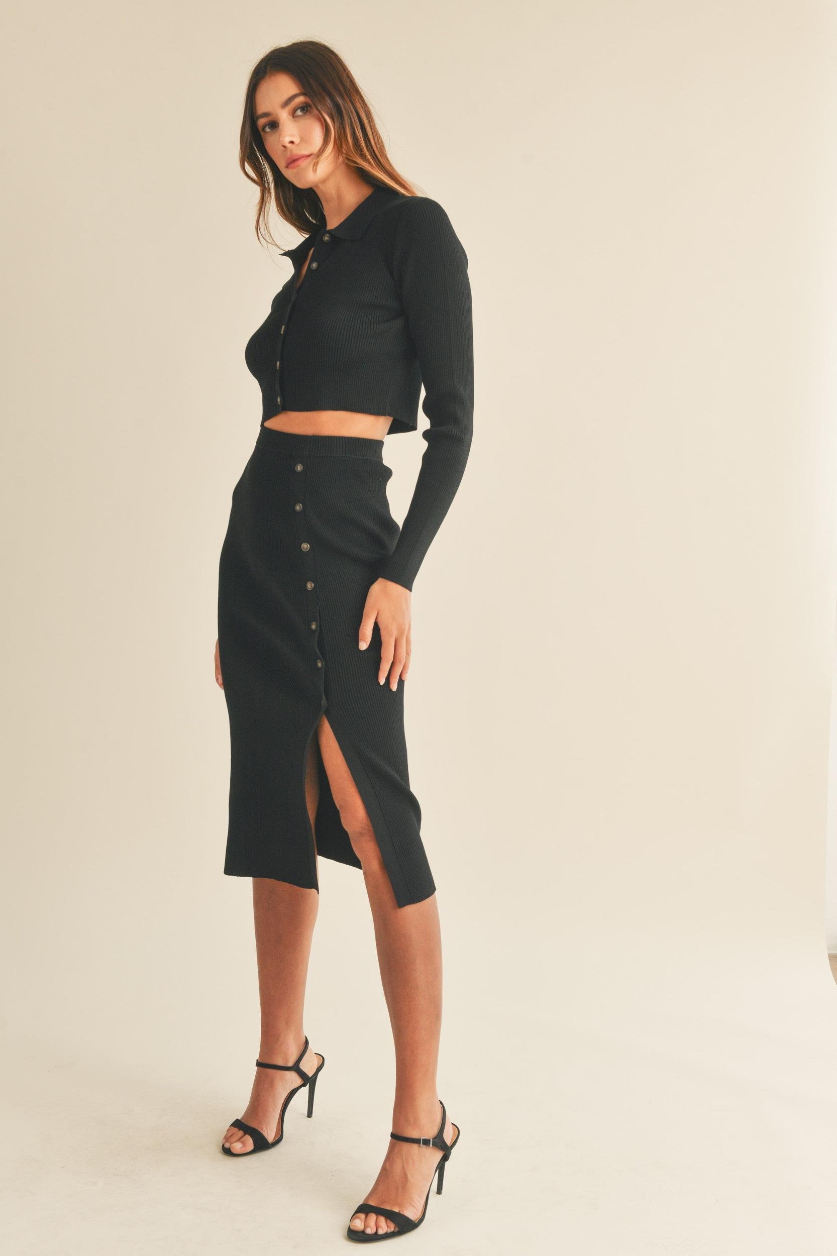 Knit Top and Midi Skirt Set Product Image