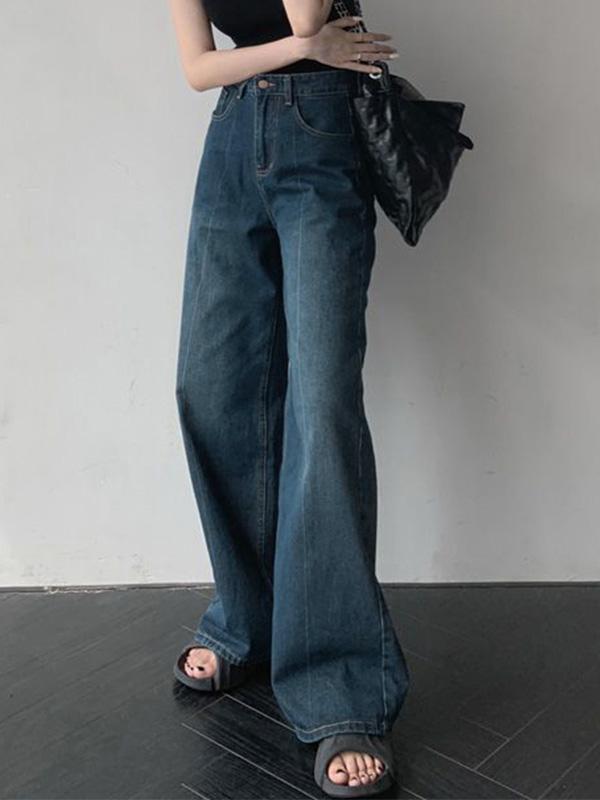 Vintage Blue Splice High Rise Boyfriend Jeans Product Image