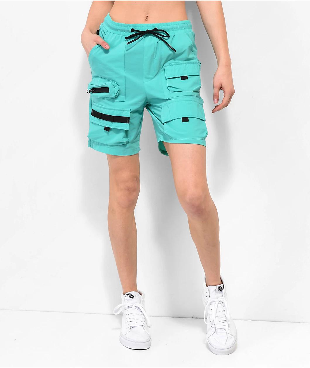 American Stitch Green Nylon Cargo Shorts Product Image