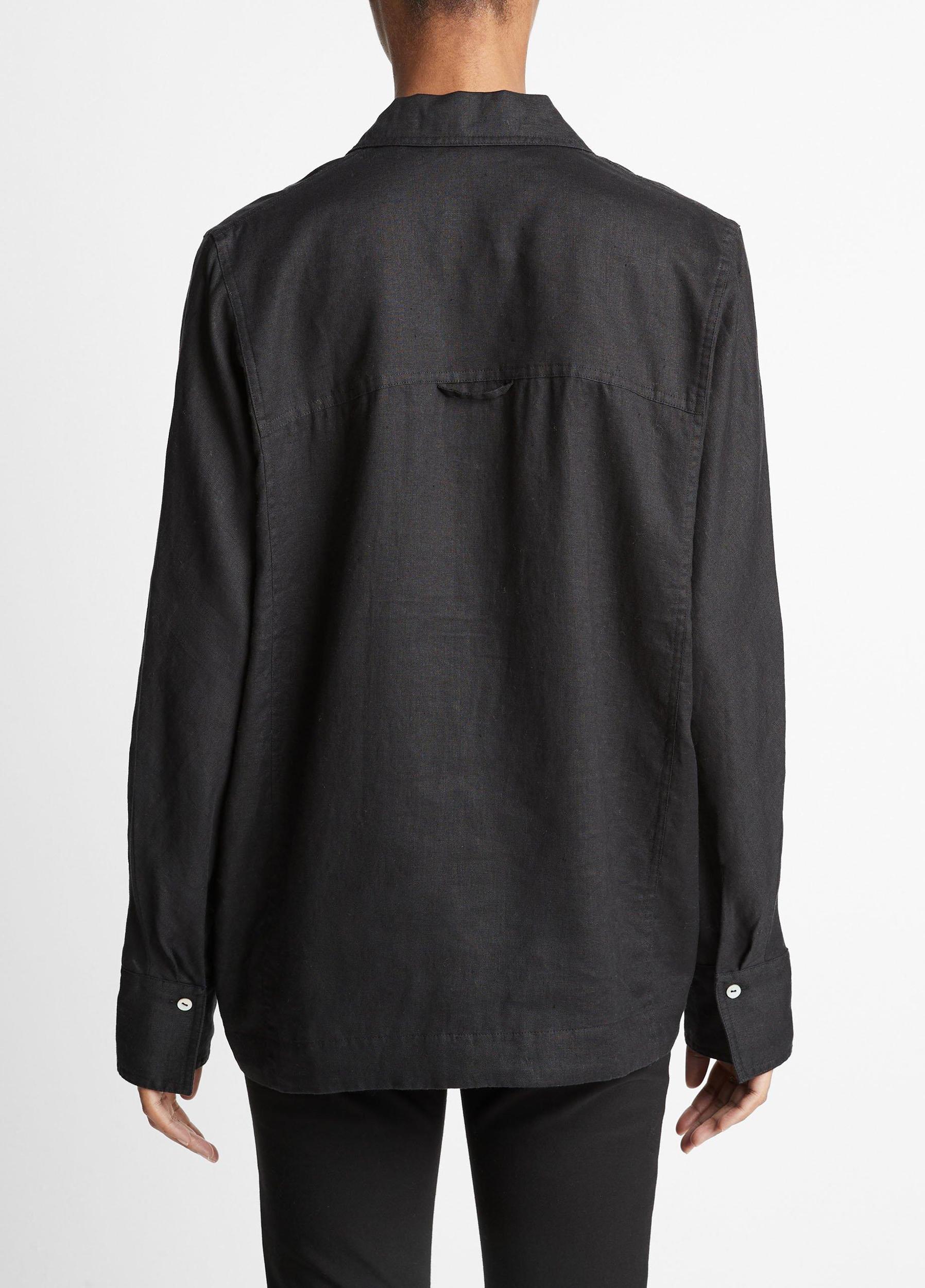 Linen Relaxed Kangaroo-Pocket Pullover Shirt Product Image