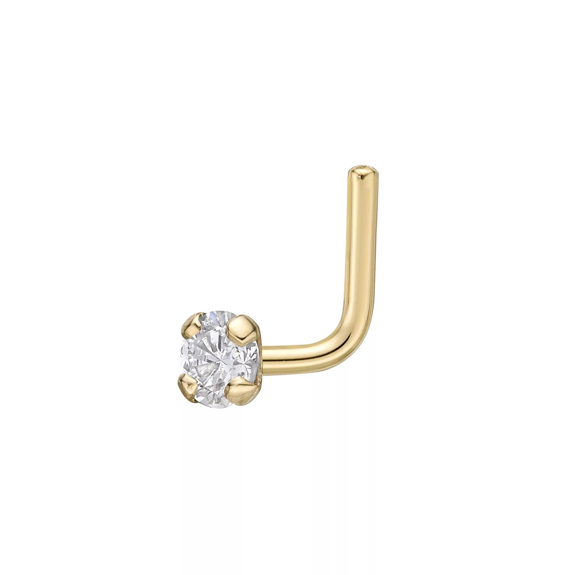 Lila Moon 14k Gold Diamond Accent L-Shape Nose Stud, Women's Product Image