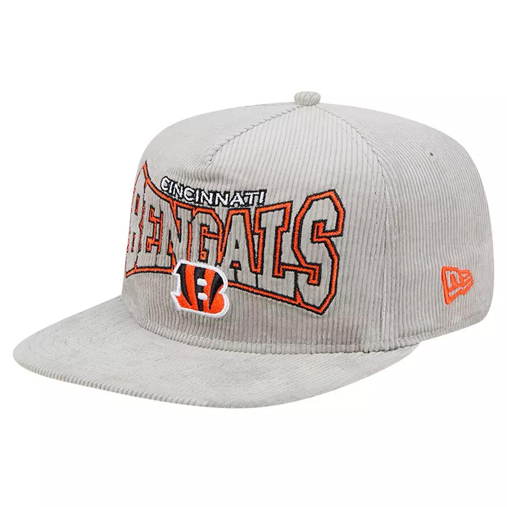 Men's New Era Gray Cincinnati Bengals Corduroy Golfer Adjustable Hat, Grey Product Image
