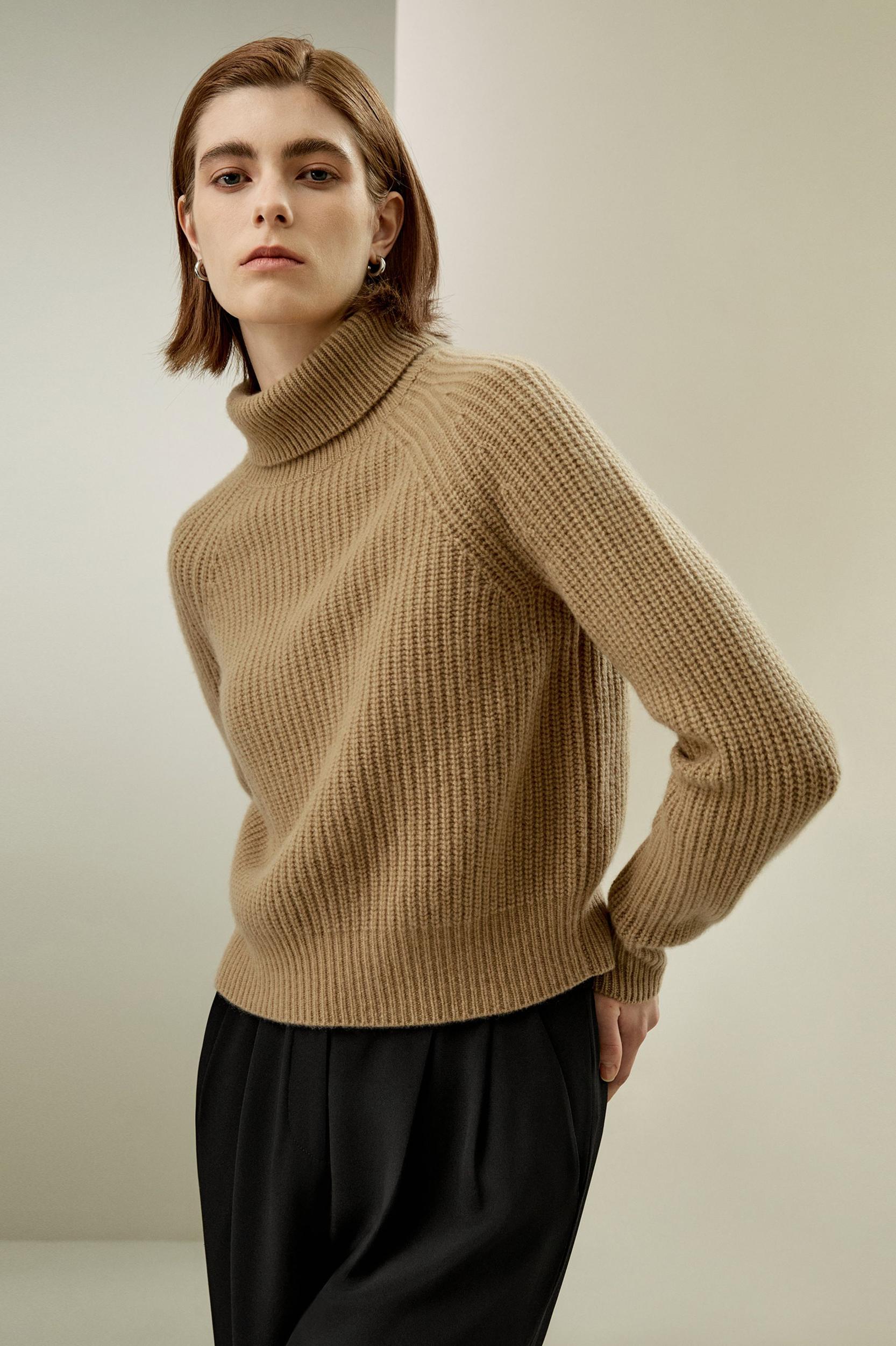 Cashmere Textured Turtleneck Sweater Product Image