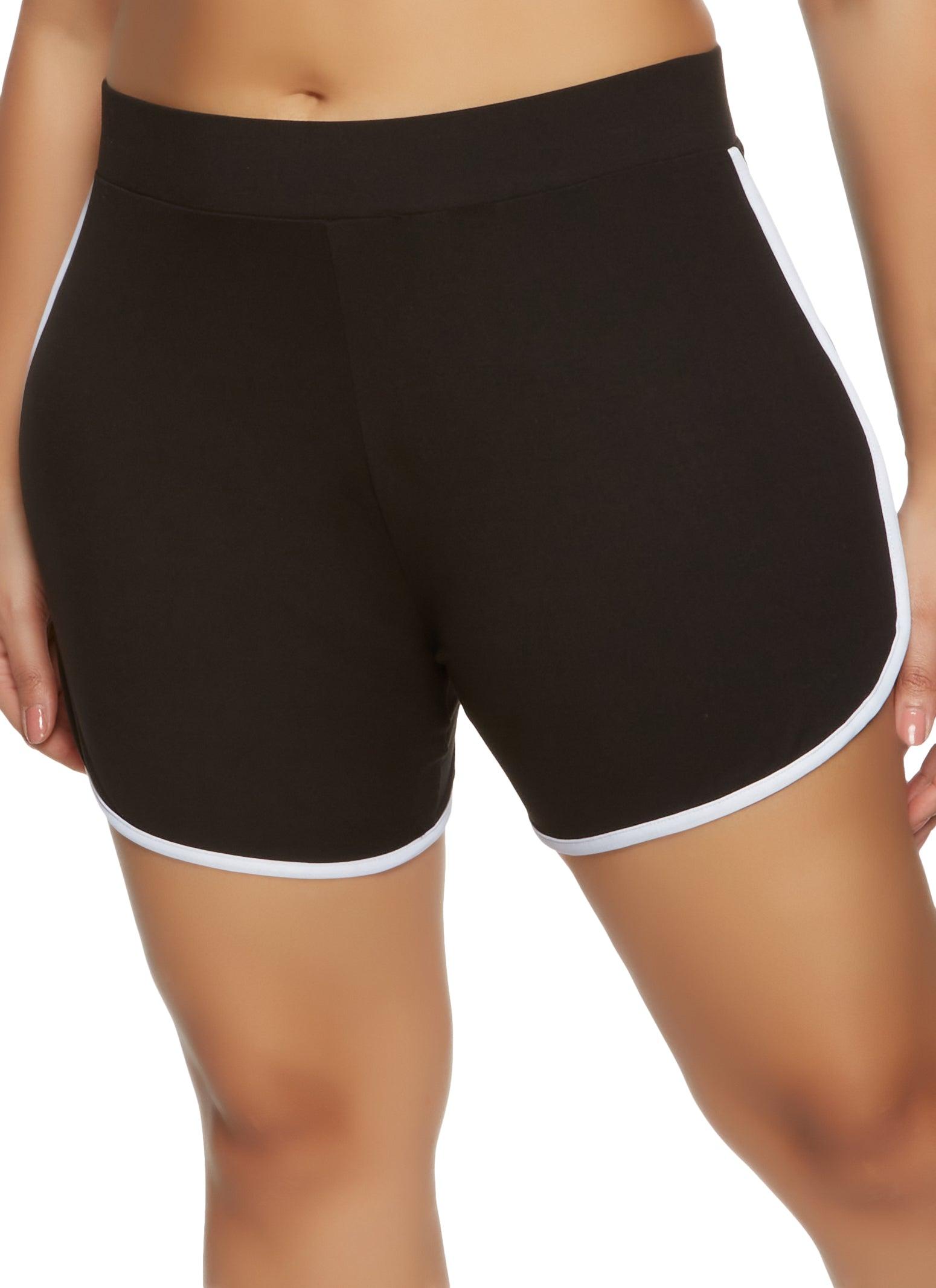 Womens Plus Size Soft Knit Contrast Trim Dolphin Shorts Product Image
