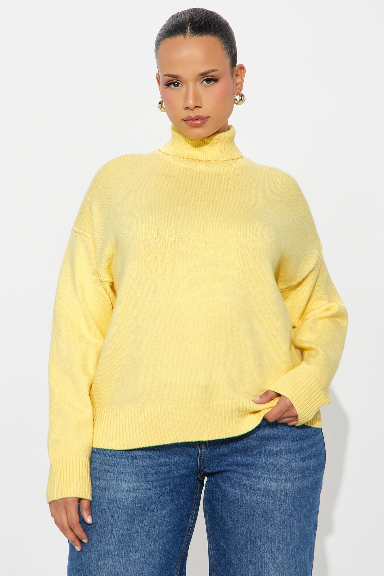 Taking What's Mine Turtle Neck Sweater - Butter Yellow Female Product Image