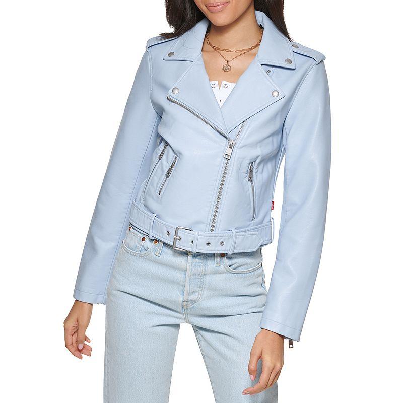Womens Levis Belted Faux Leather Motorcycle Jacket Product Image