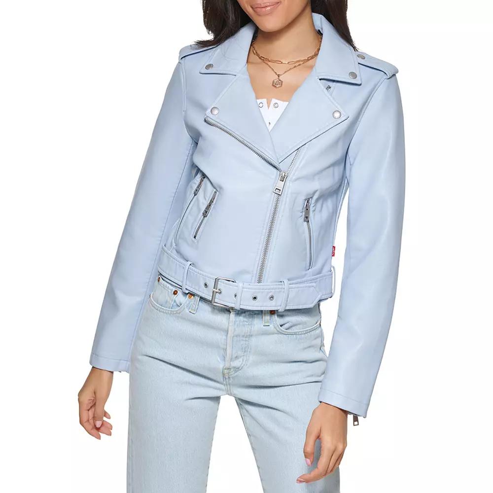 Womens Levis Belted Faux Leather Motorcycle Jacket Product Image