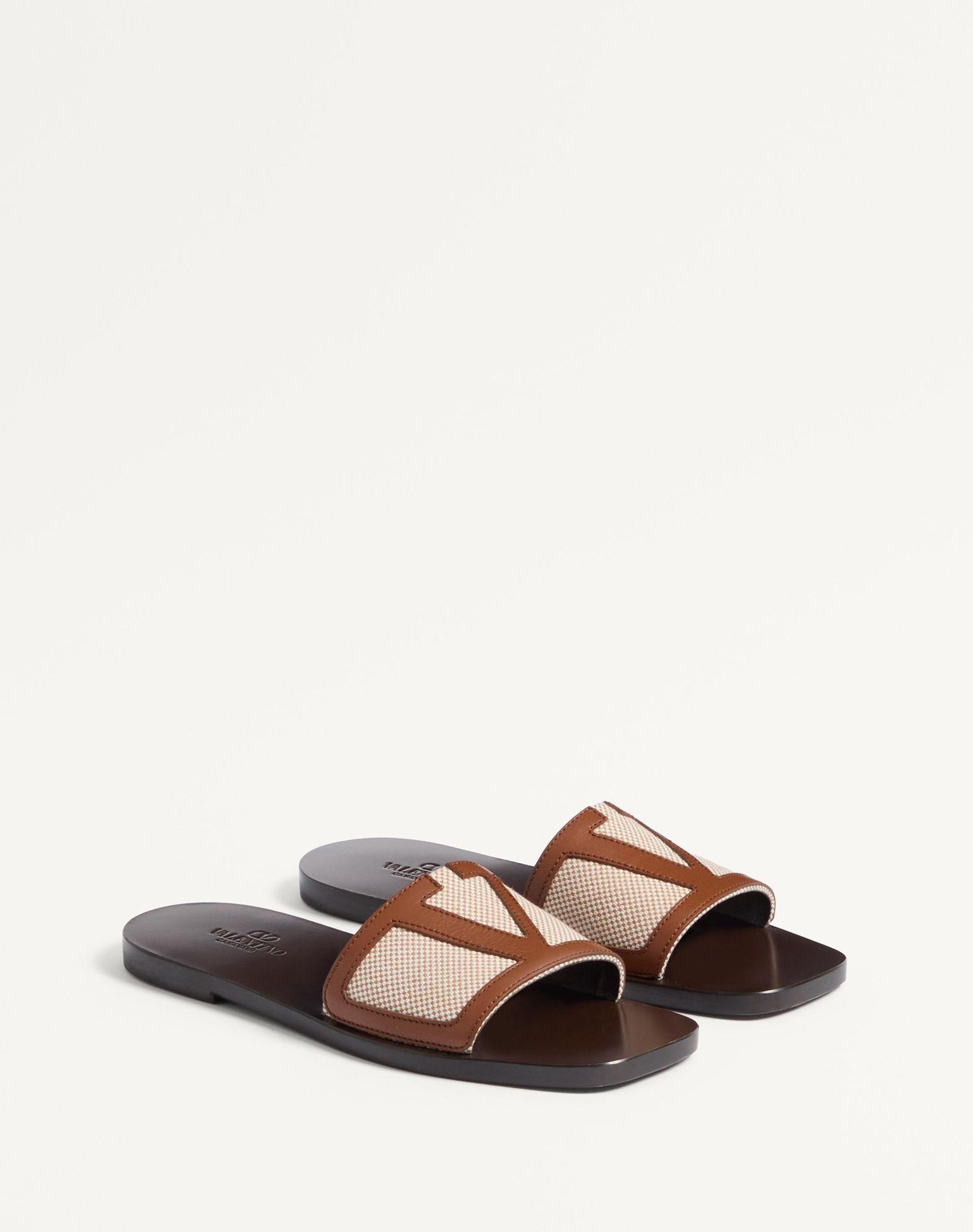 Viva Superstar Slide Sandal In Canvas Fabric And Nappa Leather Product Image