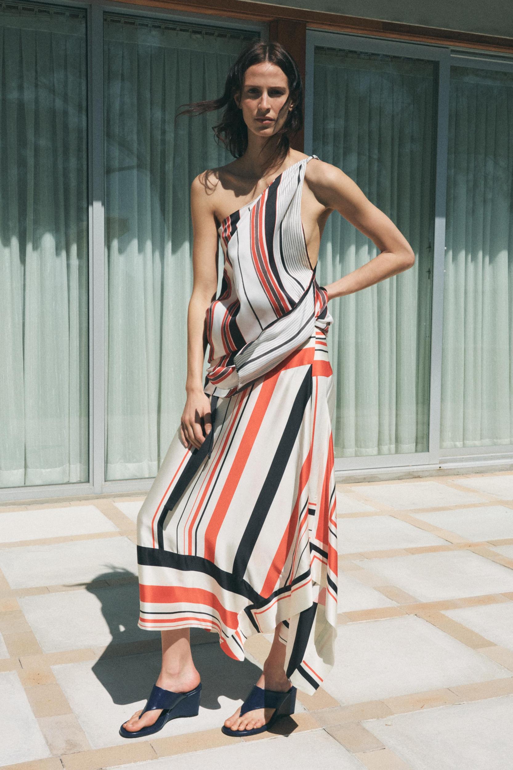 ASYMMETRIC STRIPED SKIRT ZW COLLECTION Product Image