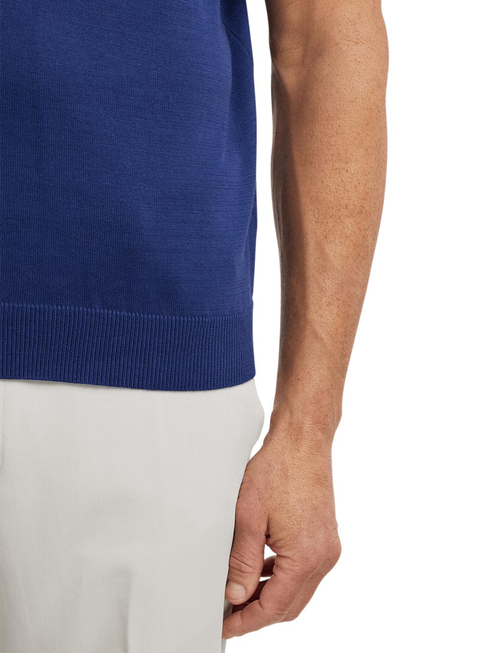 Supima Cotton Three Button Polo - Navy Product Image