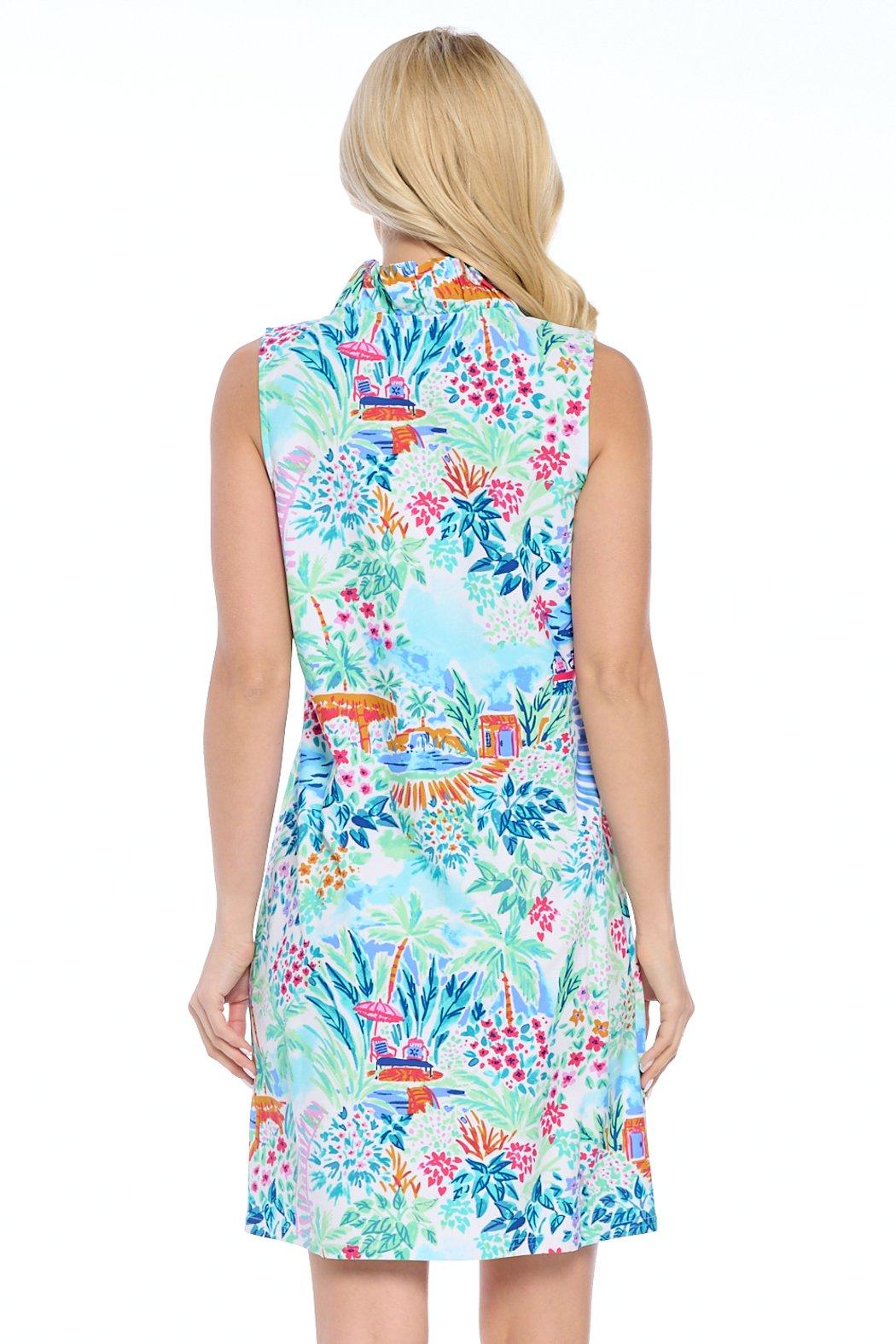 White Ruffle Neck Dress Product Image