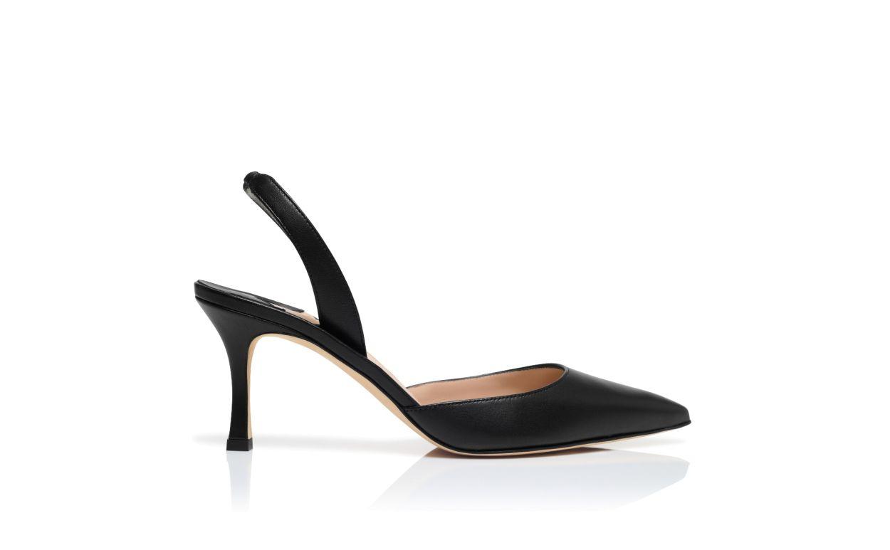 CAROLYNE 70 Black Nappa Leather Slingback Pumps Product Image