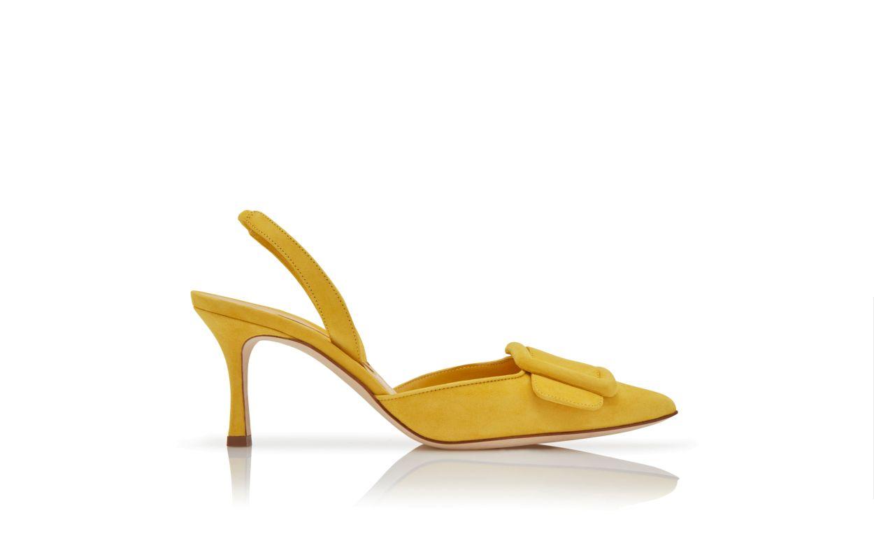 MAYSLI Yellow Suede Slingback Pumps Product Image