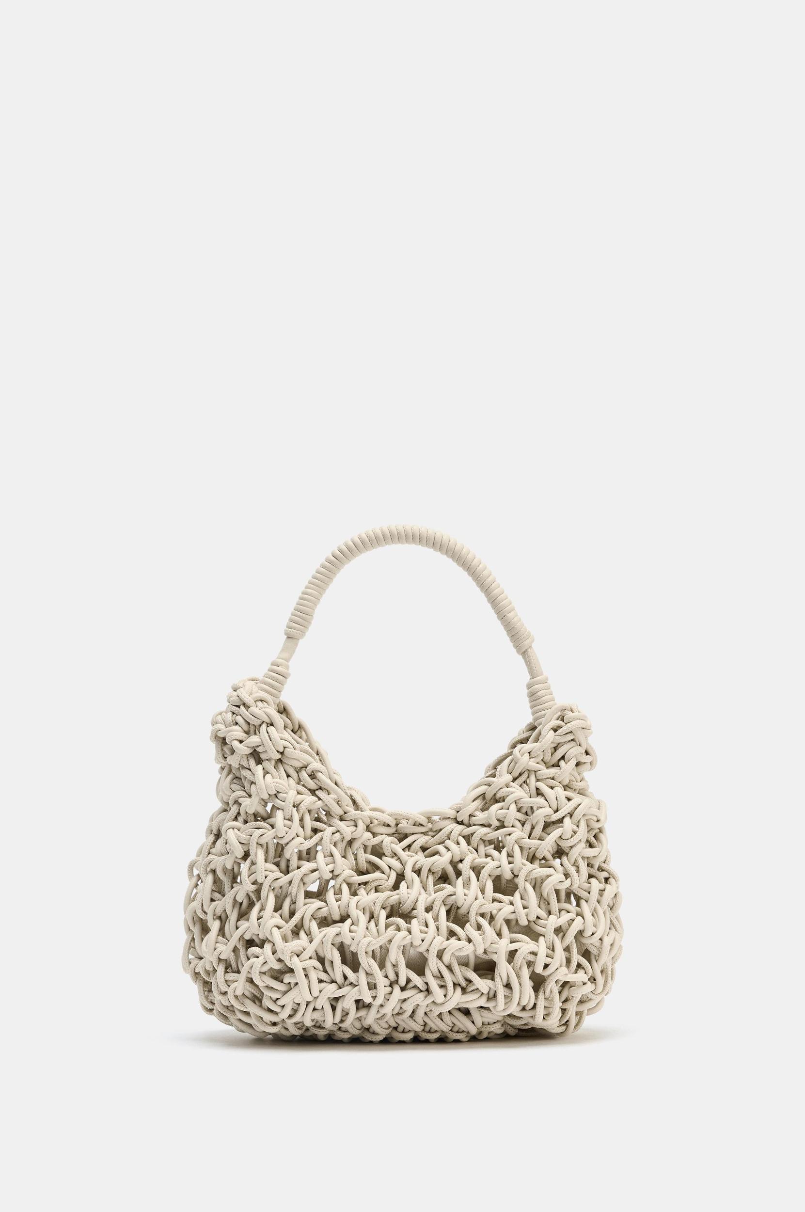 TOPSTITCHED WOVEN HANDBAG Product Image