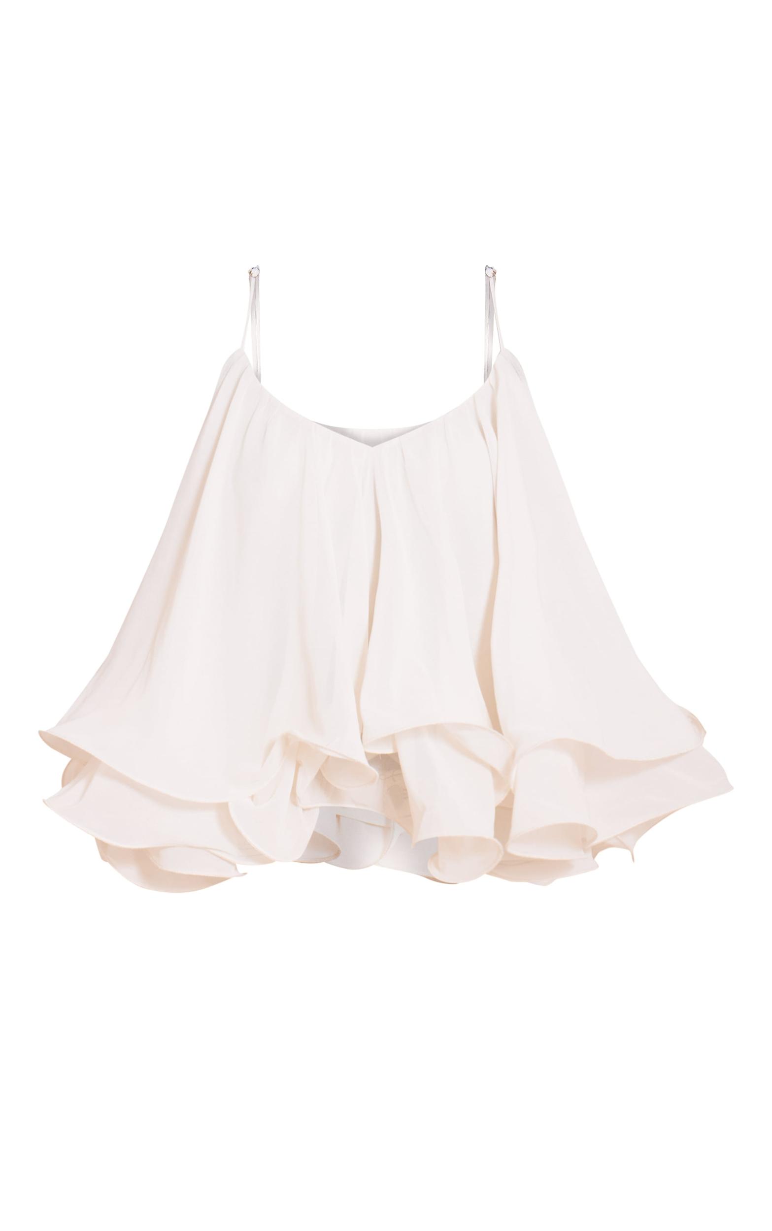 Petite Cream Chiffon Layered Puffball Top Product Image