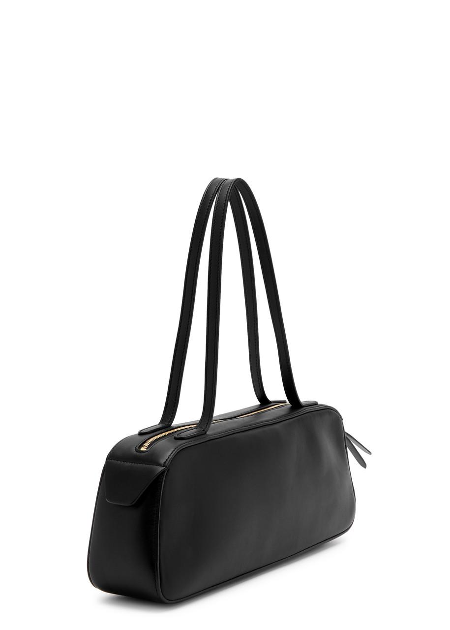KHAITE Simona Crackle Patent Leather Shoulder Bag In Black Product Image
