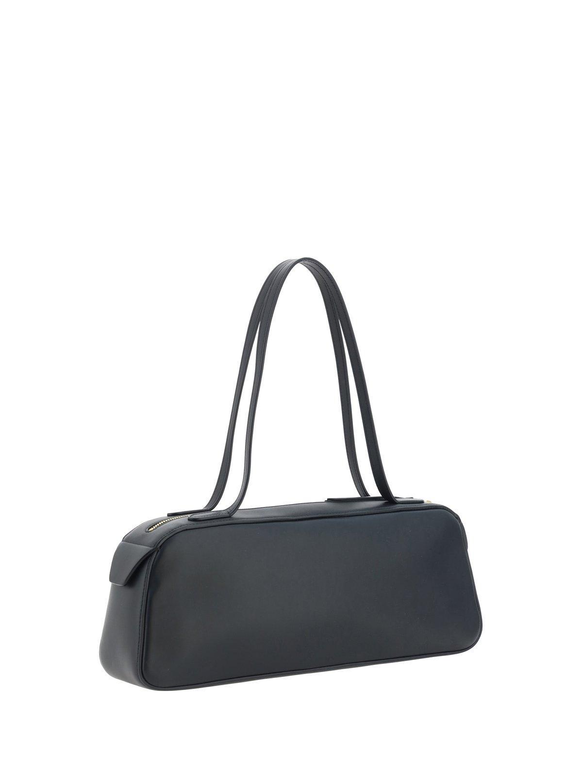 KHAITE Simona Crackle Patent Leather Shoulder Bag In Black Product Image