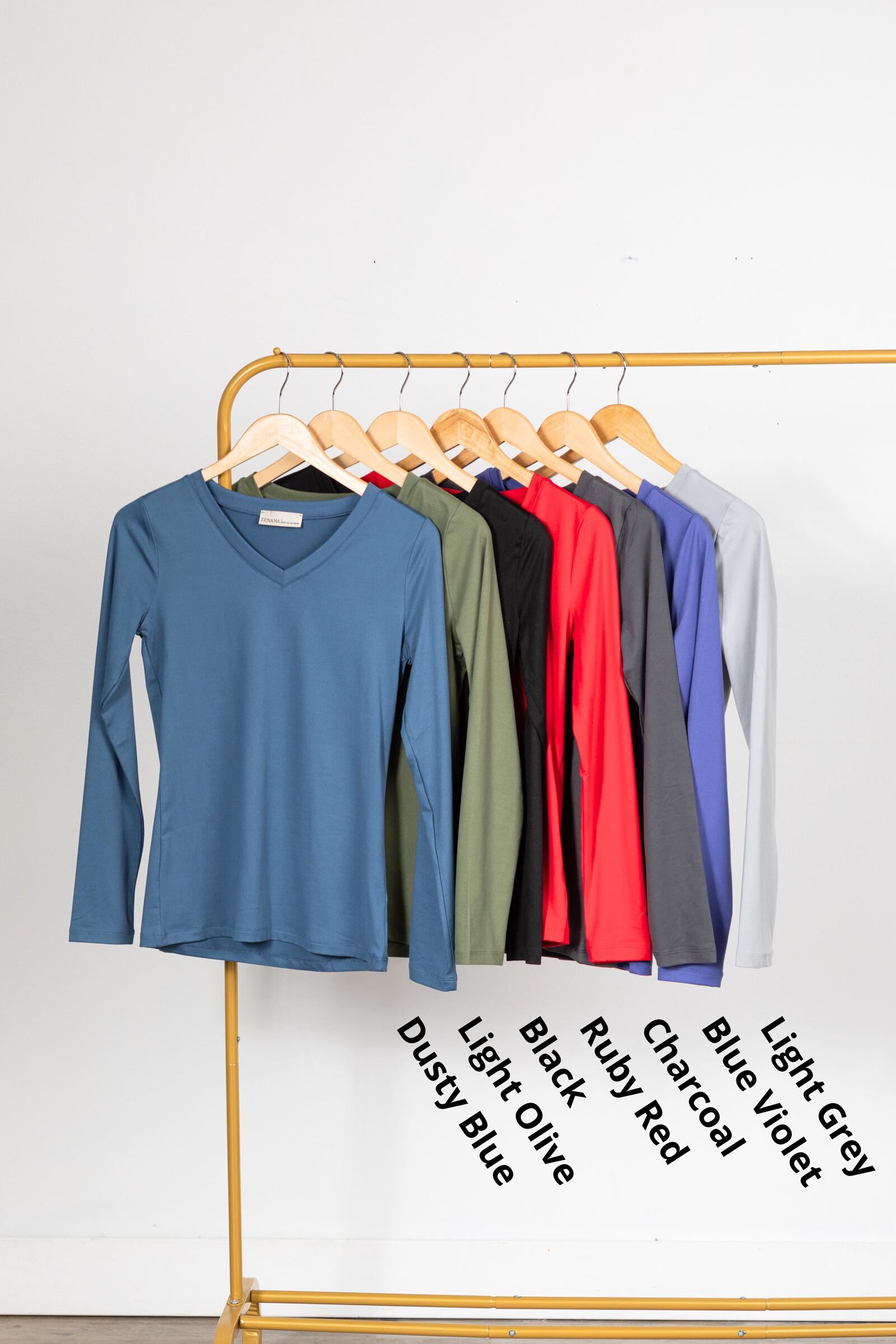 Brushed Microfiber Long Sleeve V-Neck Knit Top Product Image