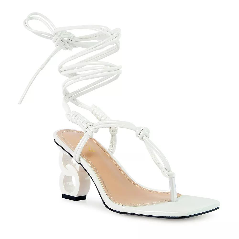 London Rag Cassino Women's Lace-Up Chain Heels, Size: 9, White Product Image