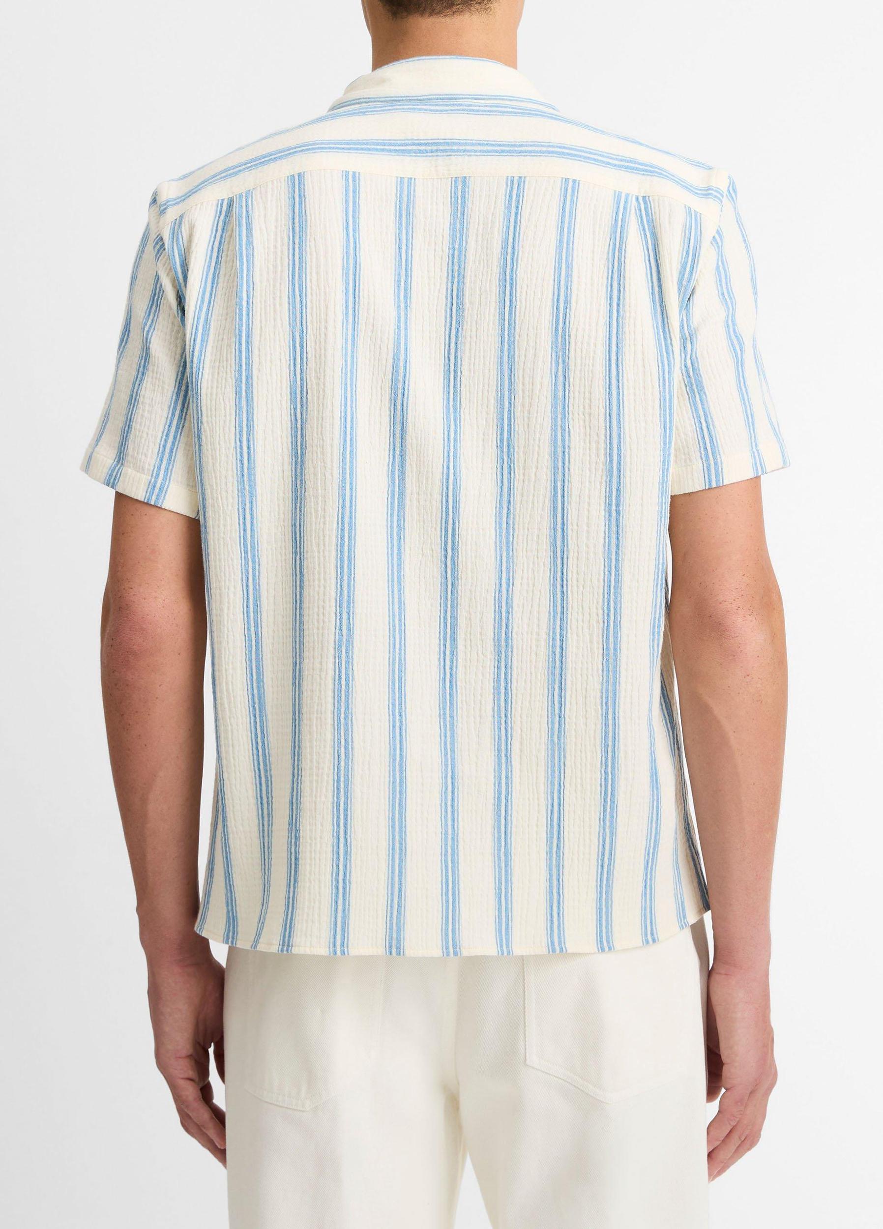 Textured Stripe Italian Cotton Cabana Shirt Product Image