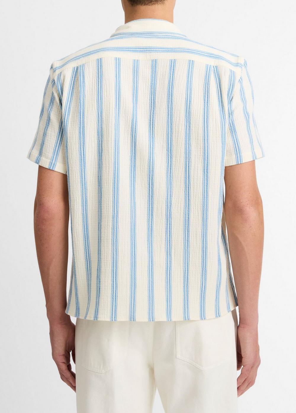 Textured Stripe Italian Cotton Cabana Shirt Product Image