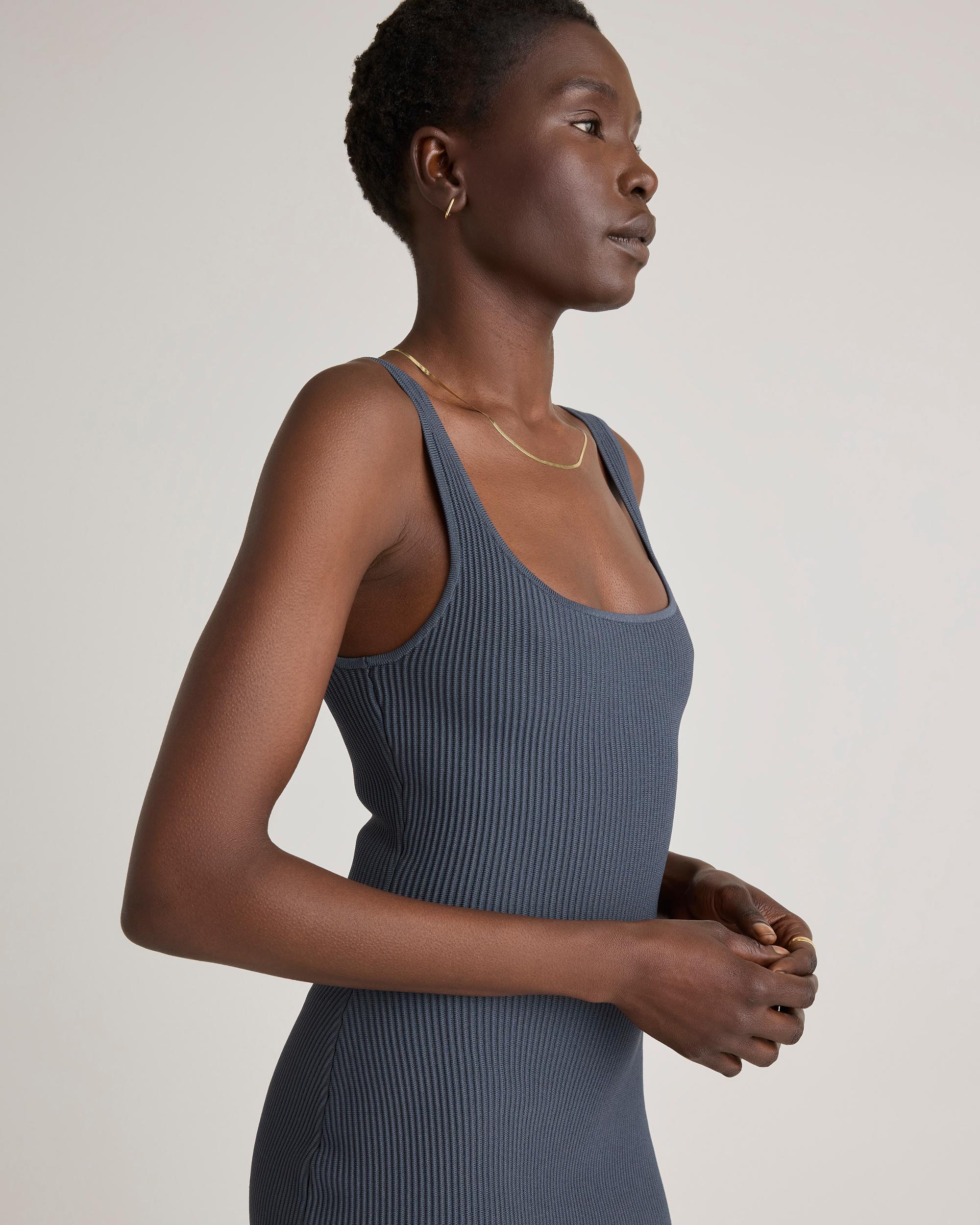 Quince | Women's Square Neck Ribbed Knit Mini Dress Recycled nylon/polyester/spandex Product Image