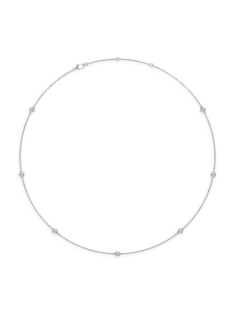 Womens 14K White Gold & Lab-Grown 7-Diamond Station Necklace/0.70-2.10 TCW Product Image